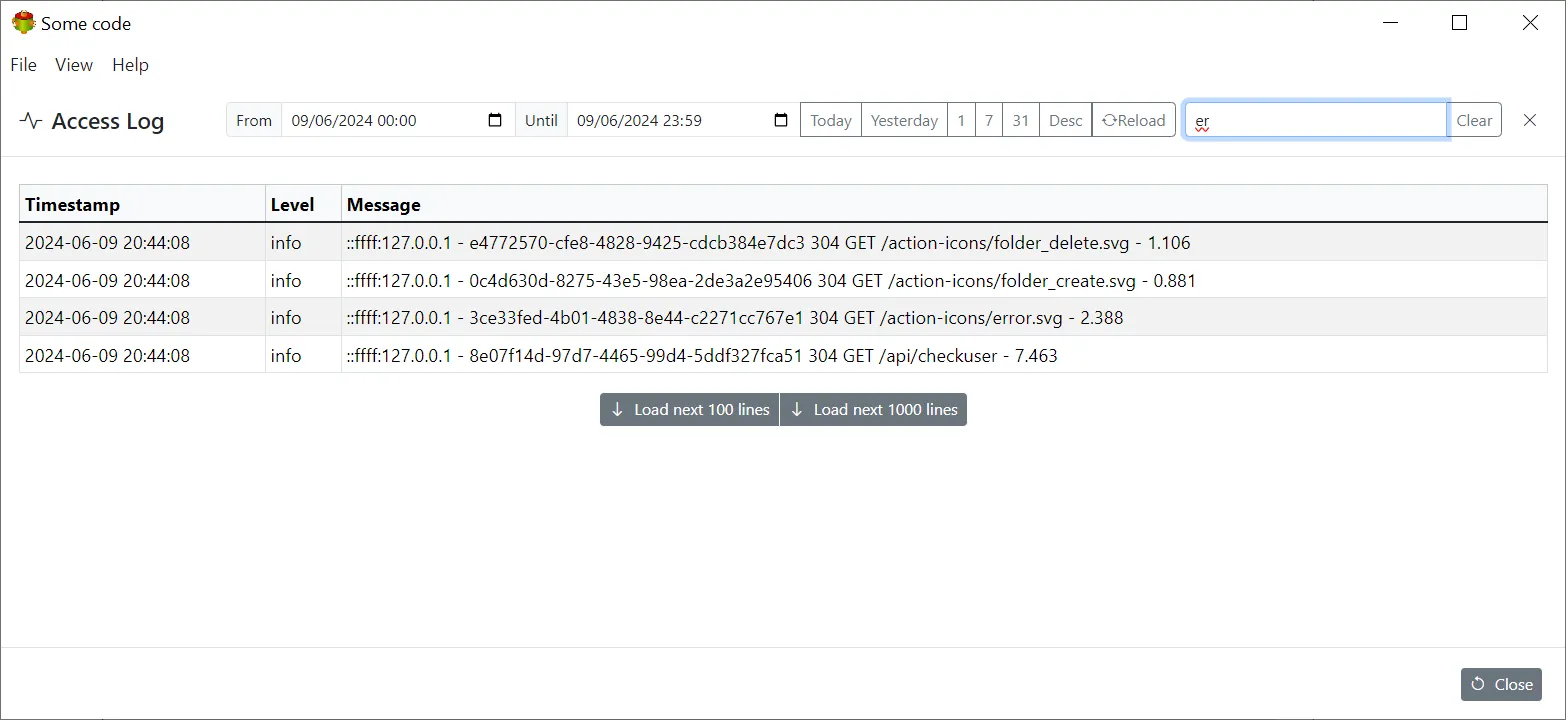 Access log