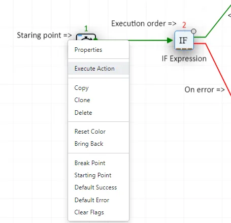 Action context menu