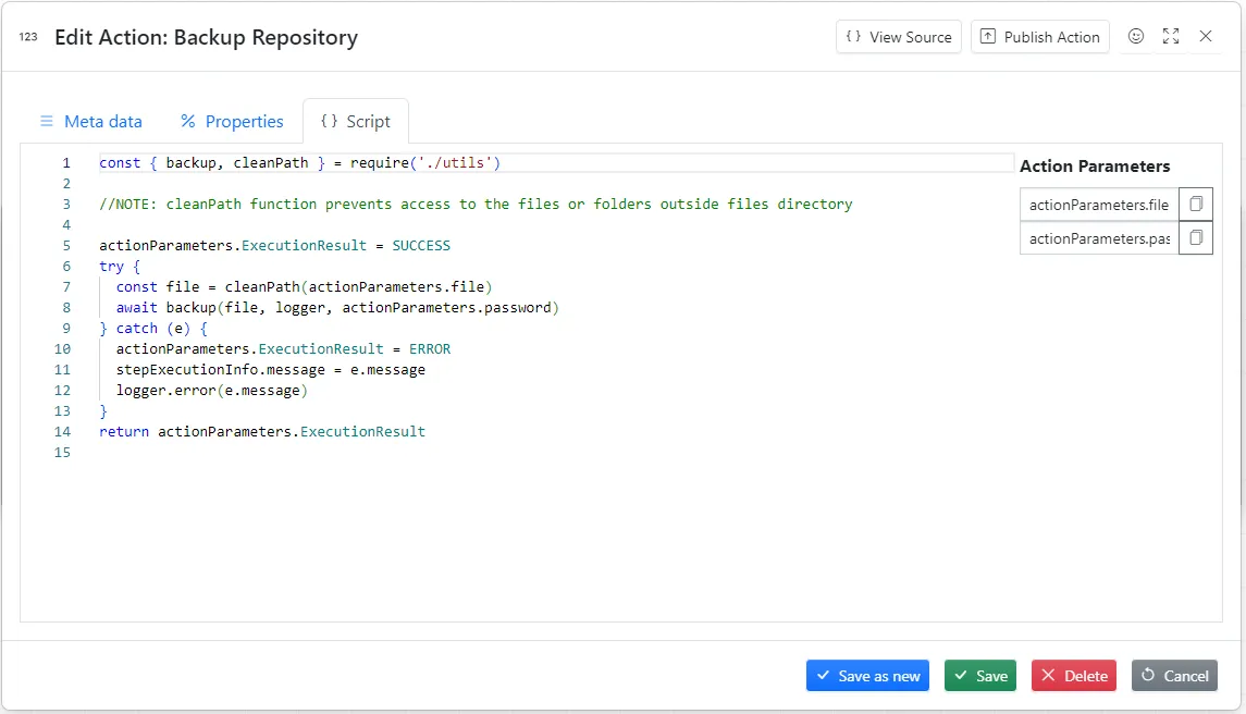 Script Tab