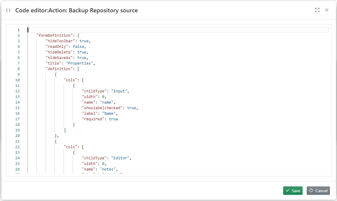 Action code editor