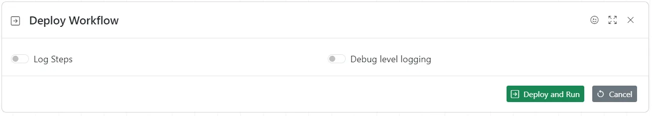 Deploy workflow dialogue