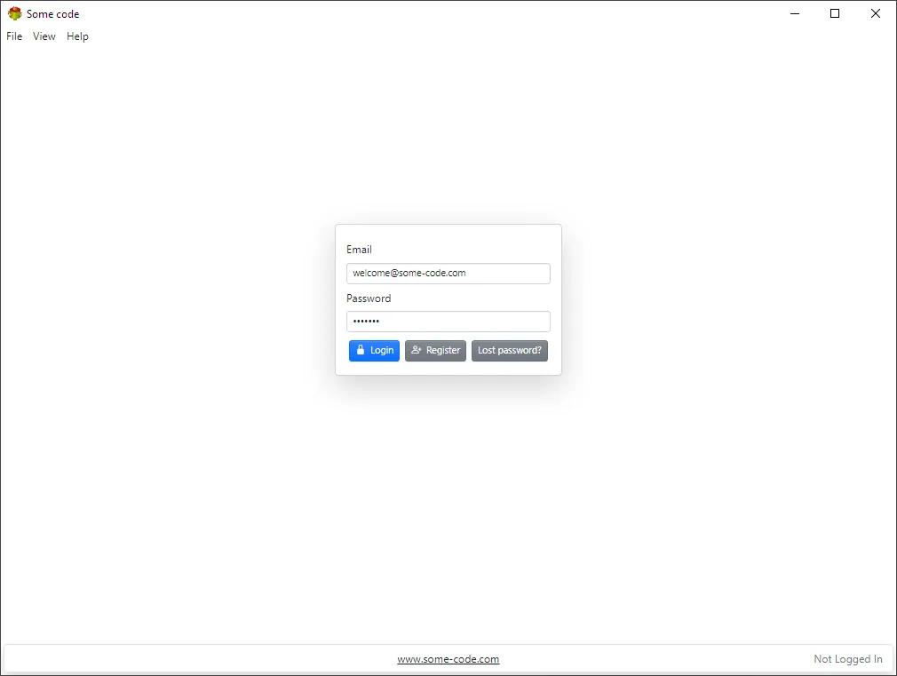 Login dialogue