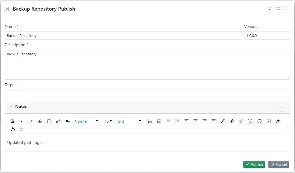 Publish Action
