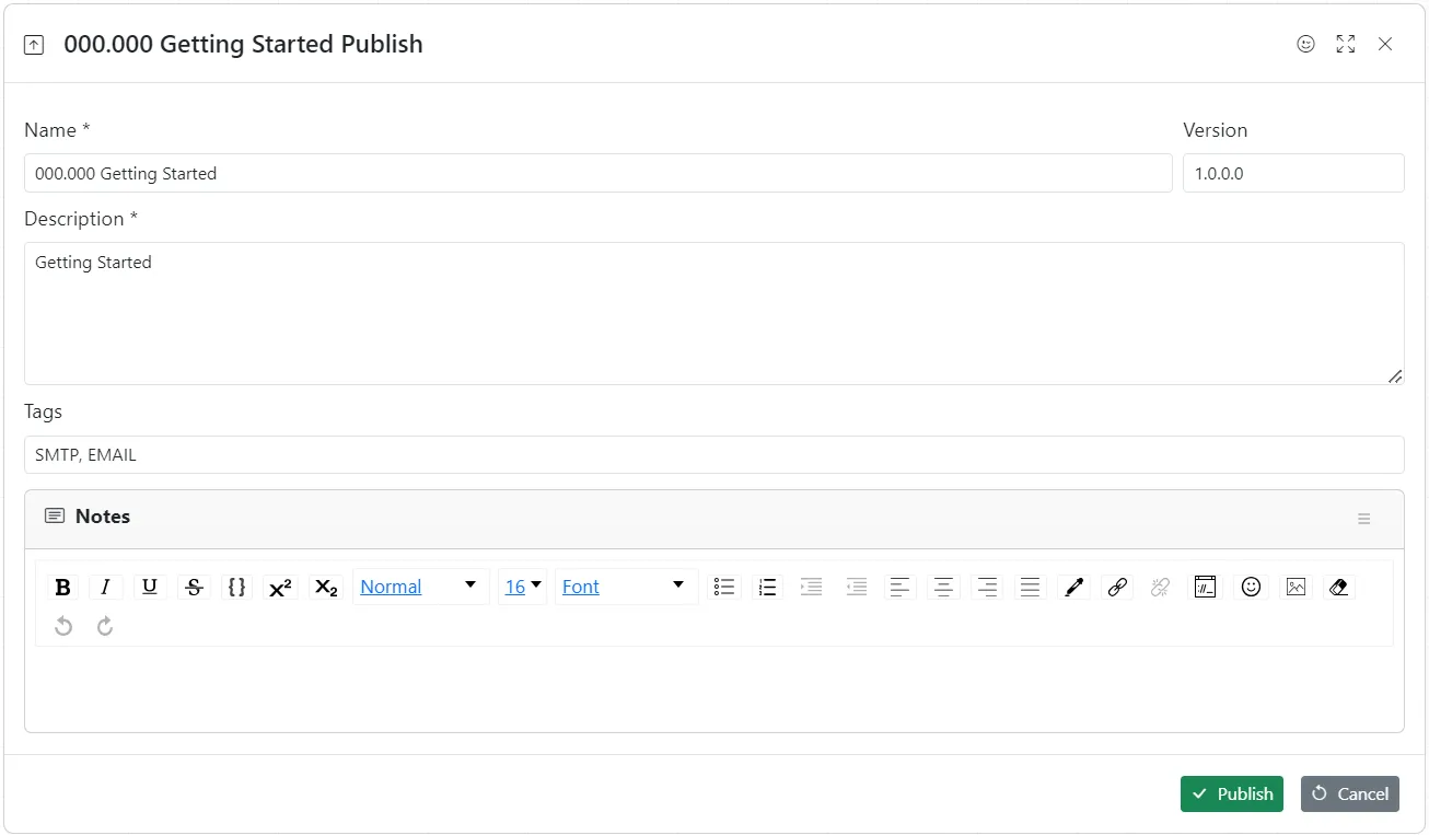 Publish workflow