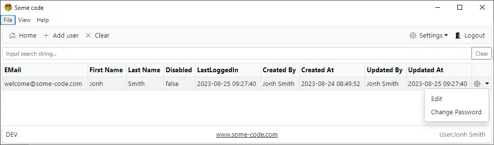 Users list