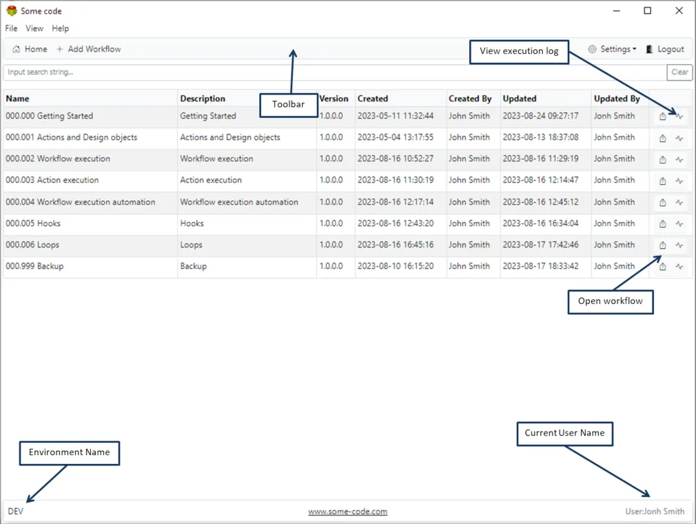 Workflow list